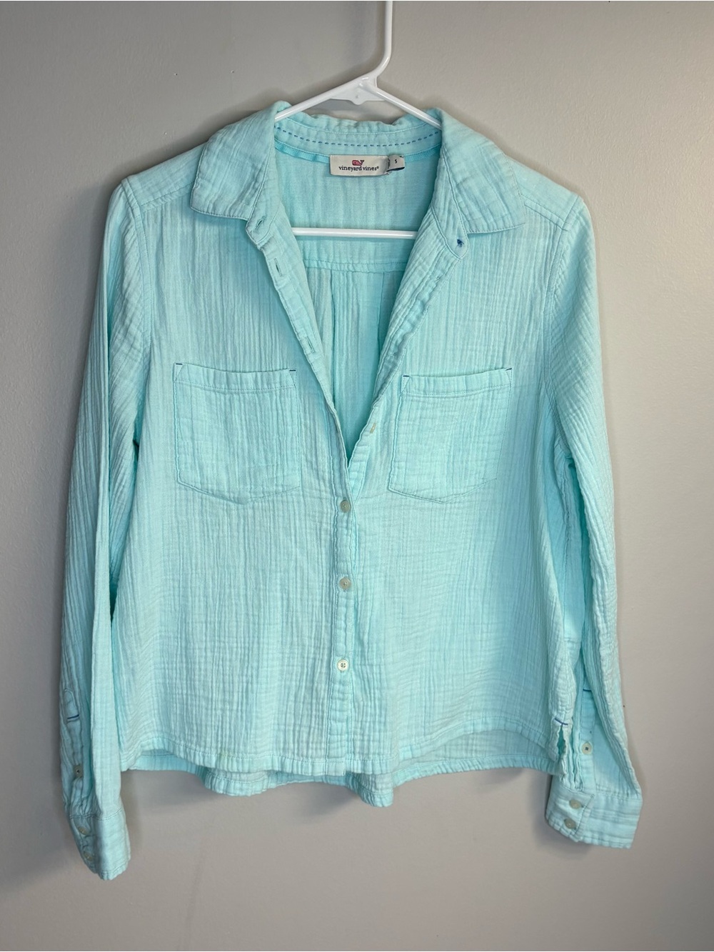 Vineyard Vines Mint Blue Button-Down Cotton Shirt